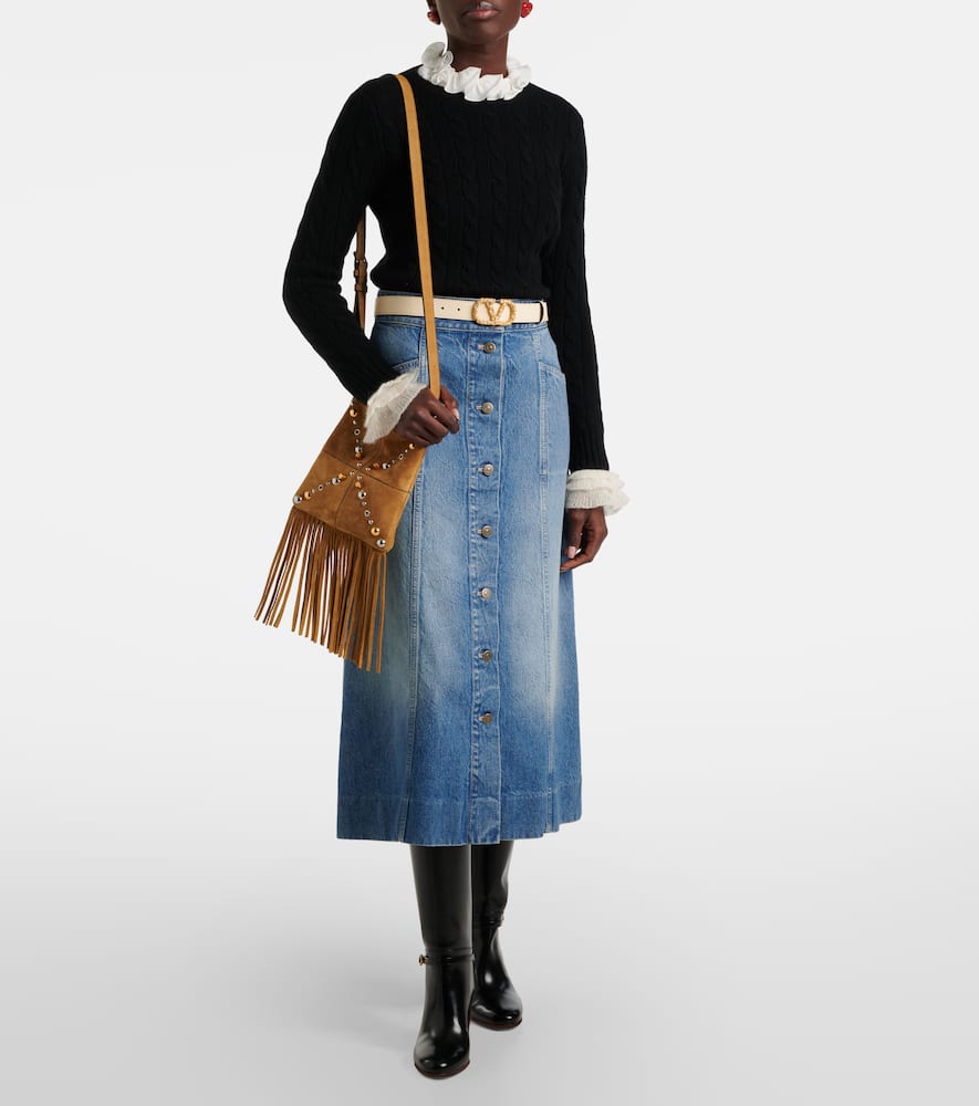 Denim midi skirt
