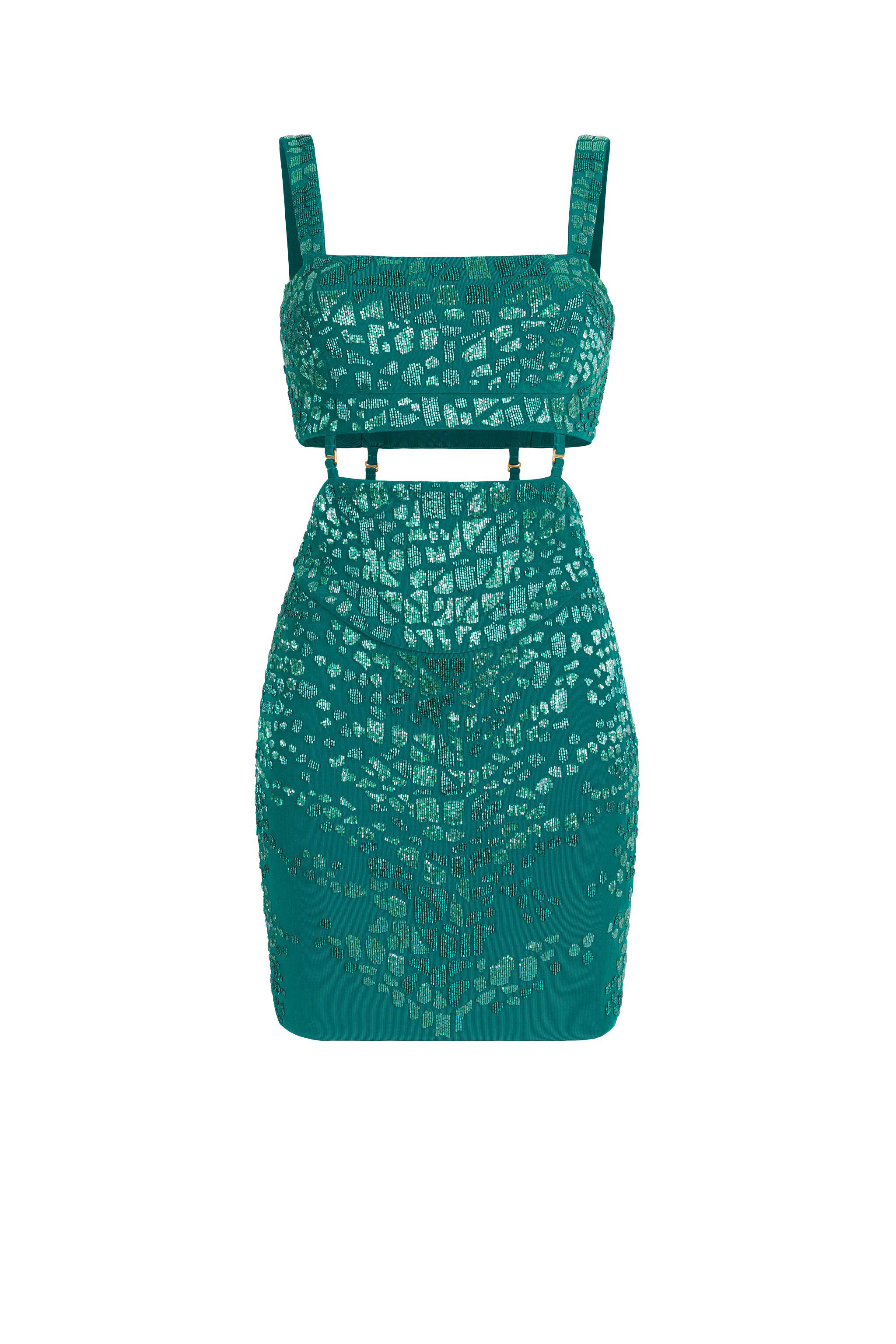Leopard Bead-embellished Mini Dress