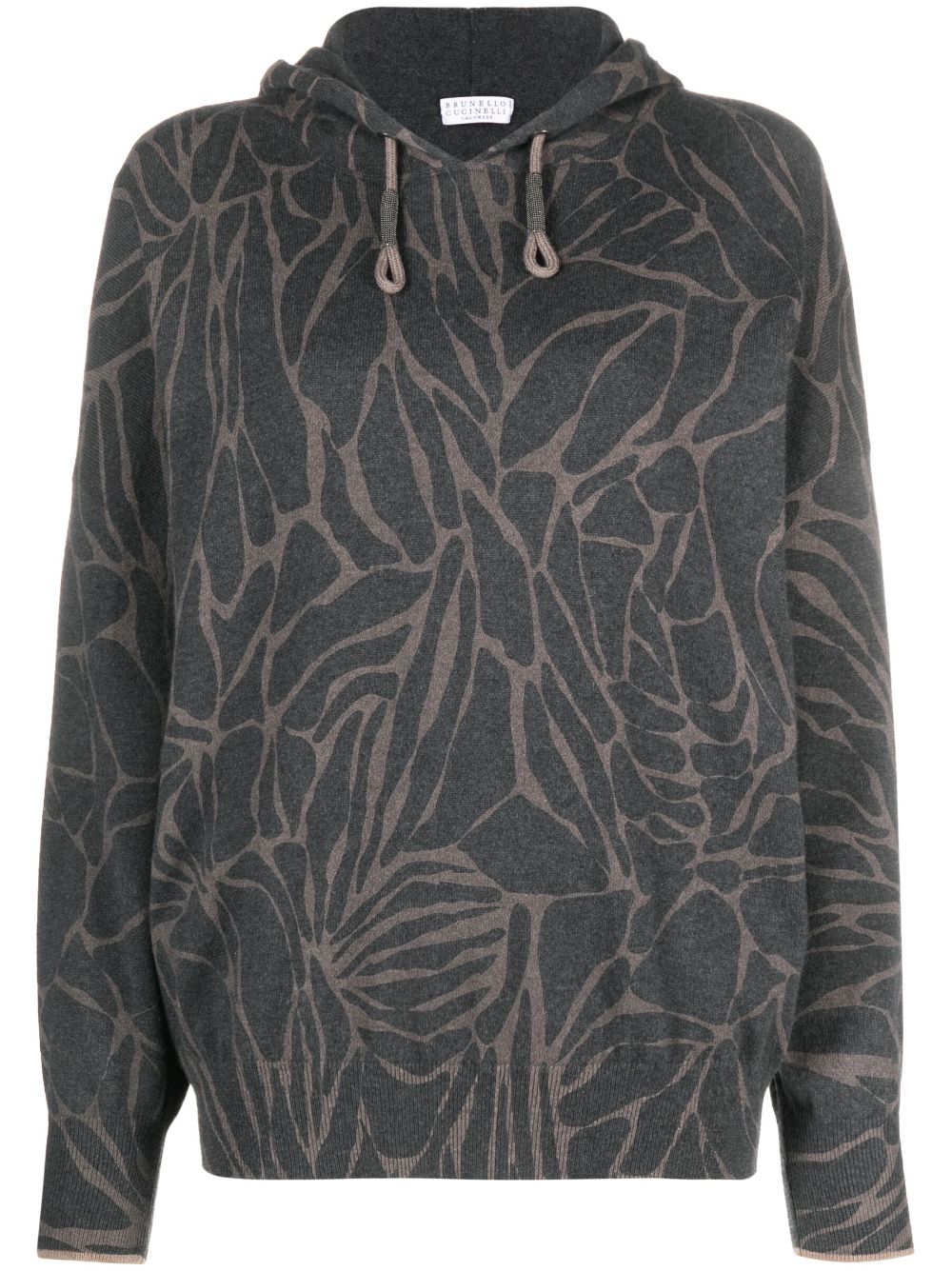 Graphic-print cashmere hoodie - Black