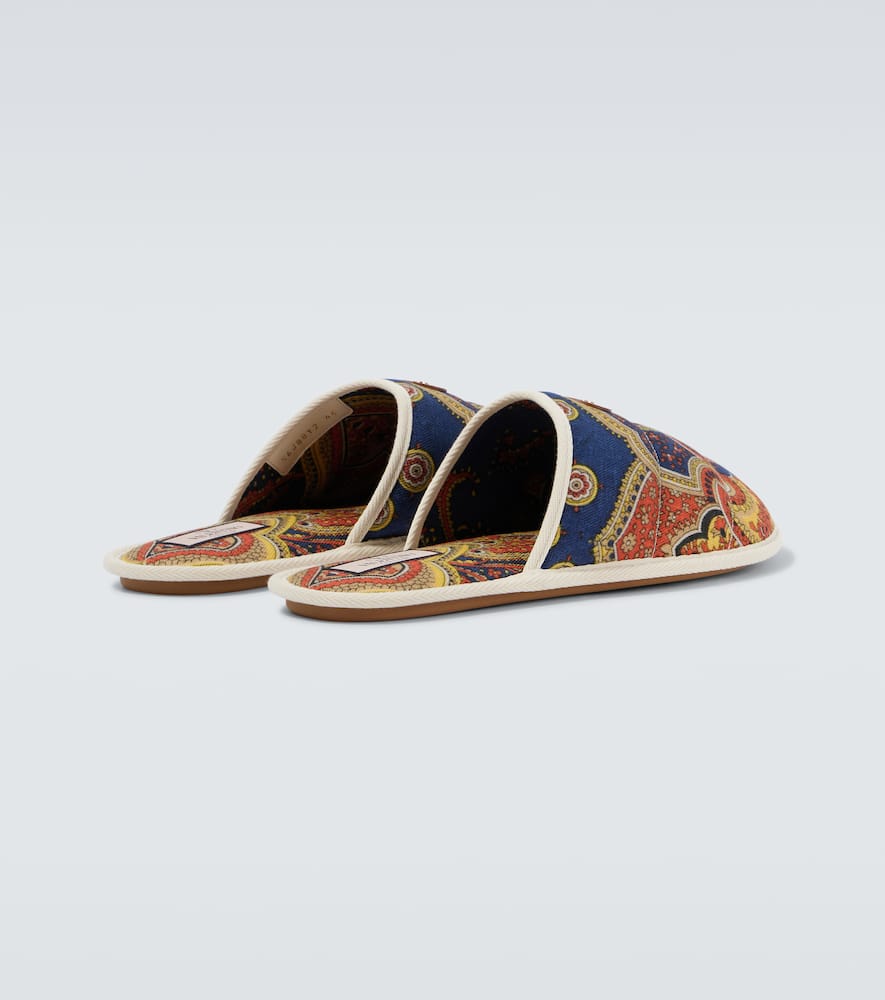 Paisley denim slides