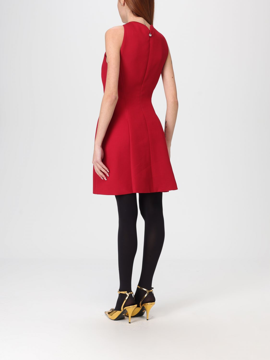 Halter-neck A-line dress - Red