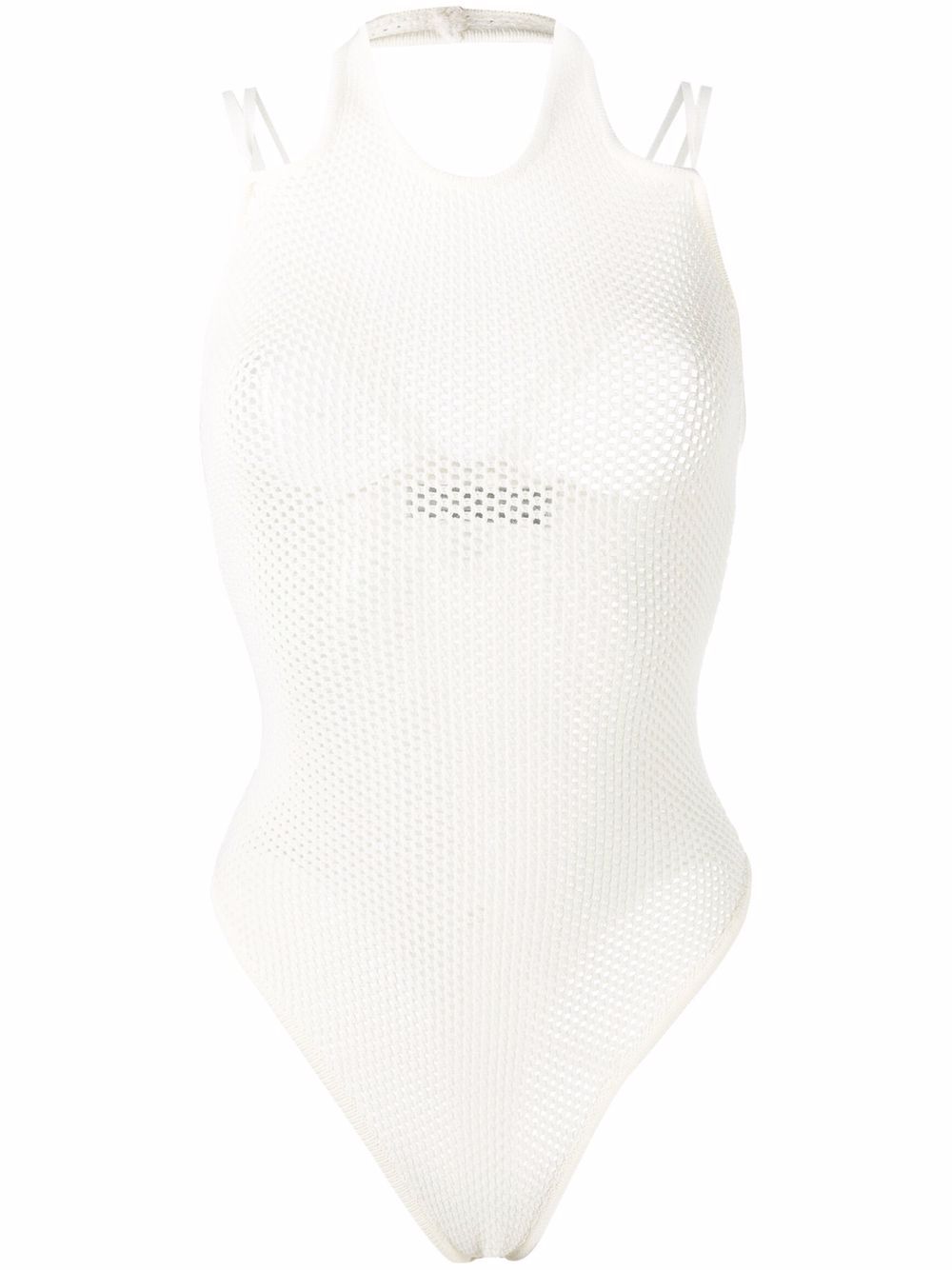 Mesh panelled swimsuit - White
