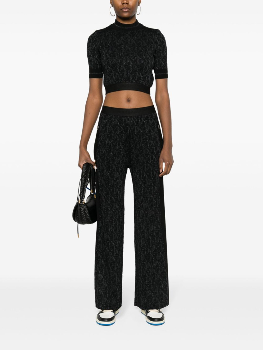 Knitted flared trousers - Black
