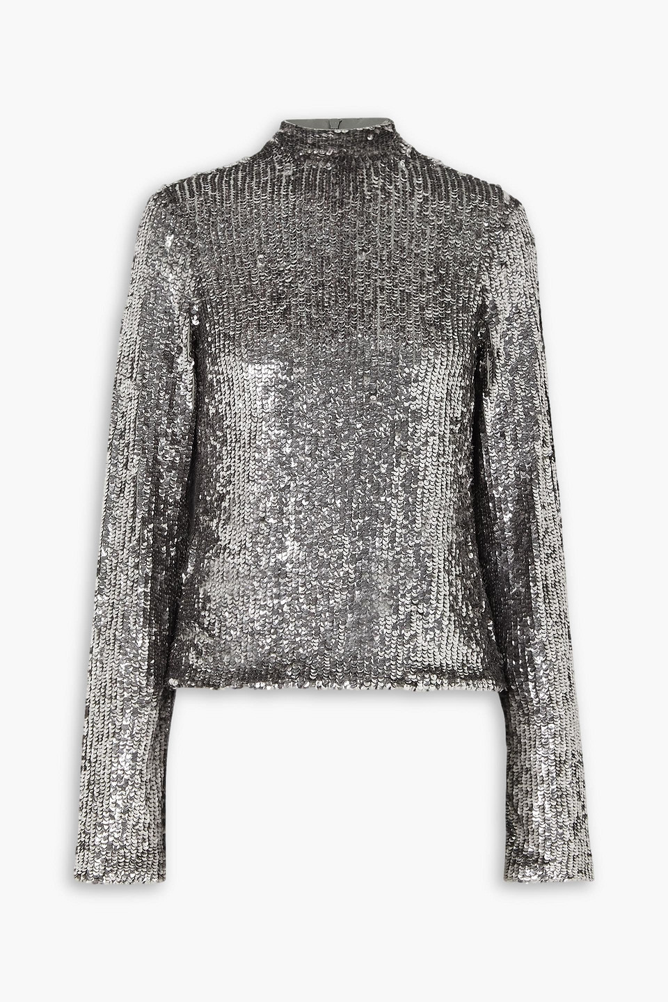 Frances sequined stretch-tulle turtleneck top
