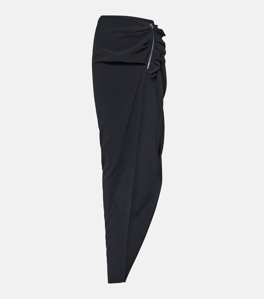 High-rise asymmetric maxi skirt