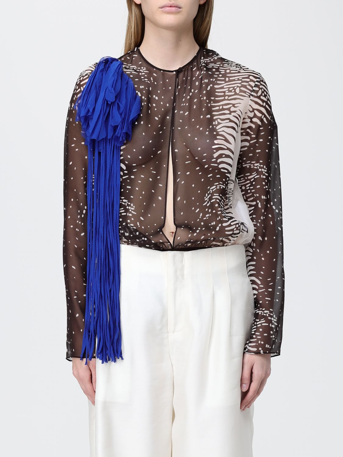 Top Woman color Gnawed Blue