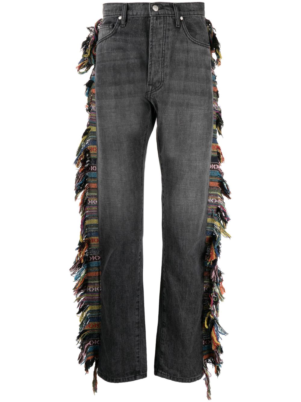 Logo-print fringed jeans - Black