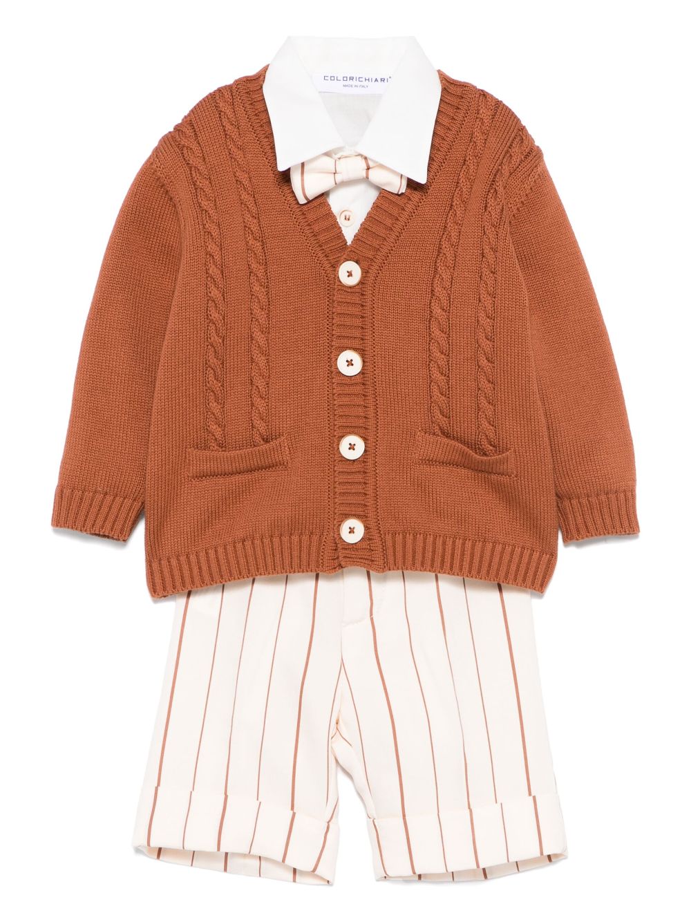 Striped short set - Brown