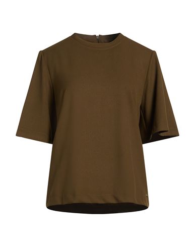 Woman Top Khaki Size 10 Polyester, Viscose, Elastane