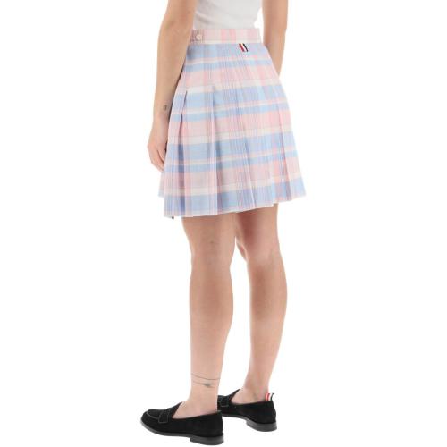 Checked pleated miniskirt - 680 LT PINK