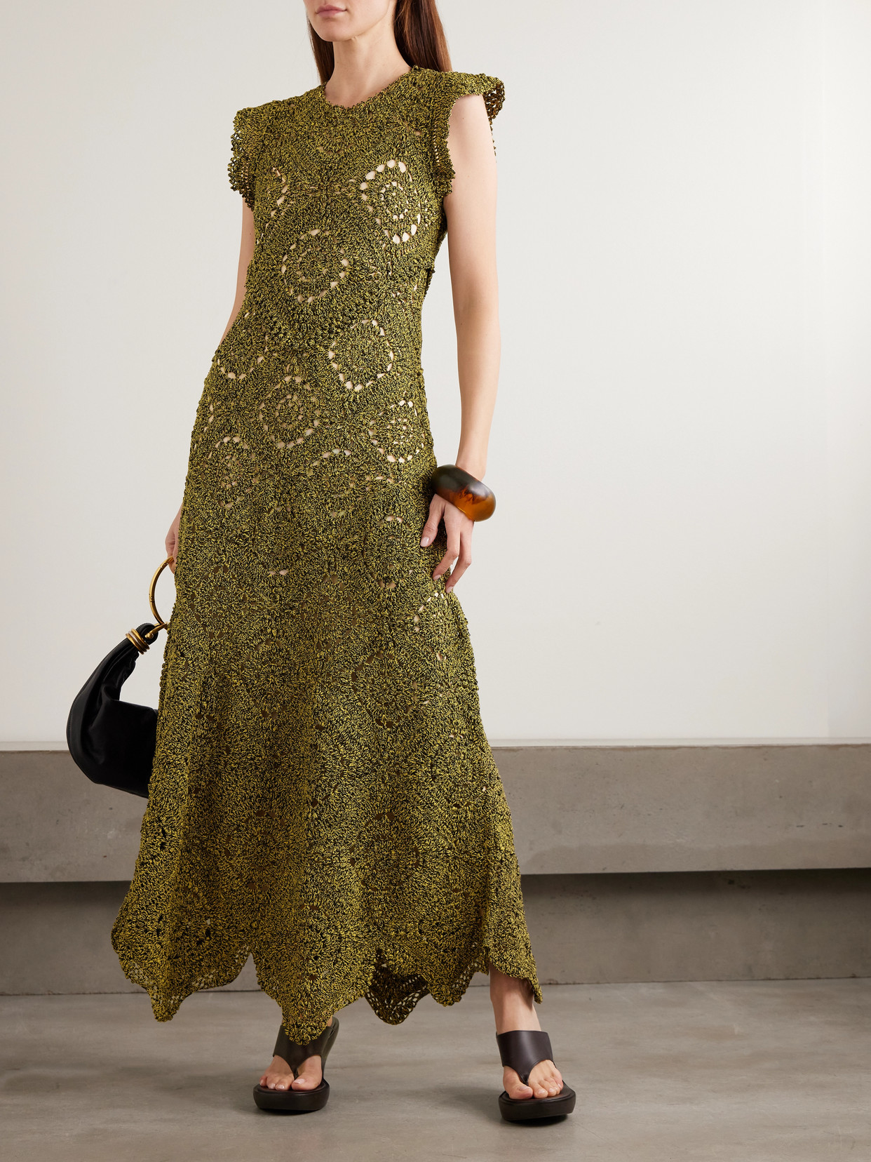 Annalisa Crocheted Cotton Maxi Dress - Green