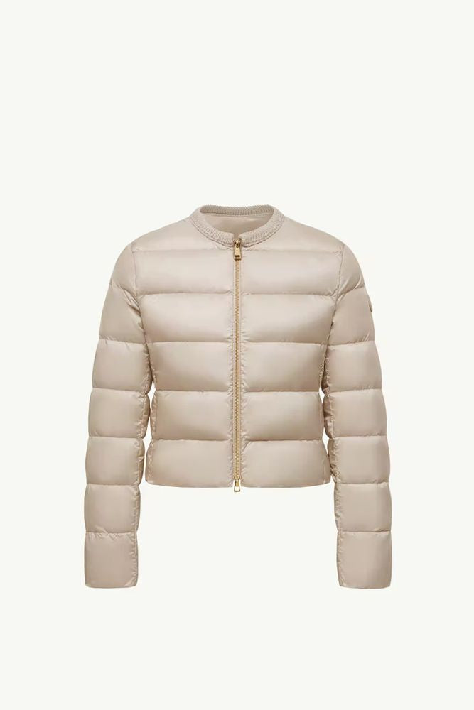 Quilted Down Down Jacket — Beige