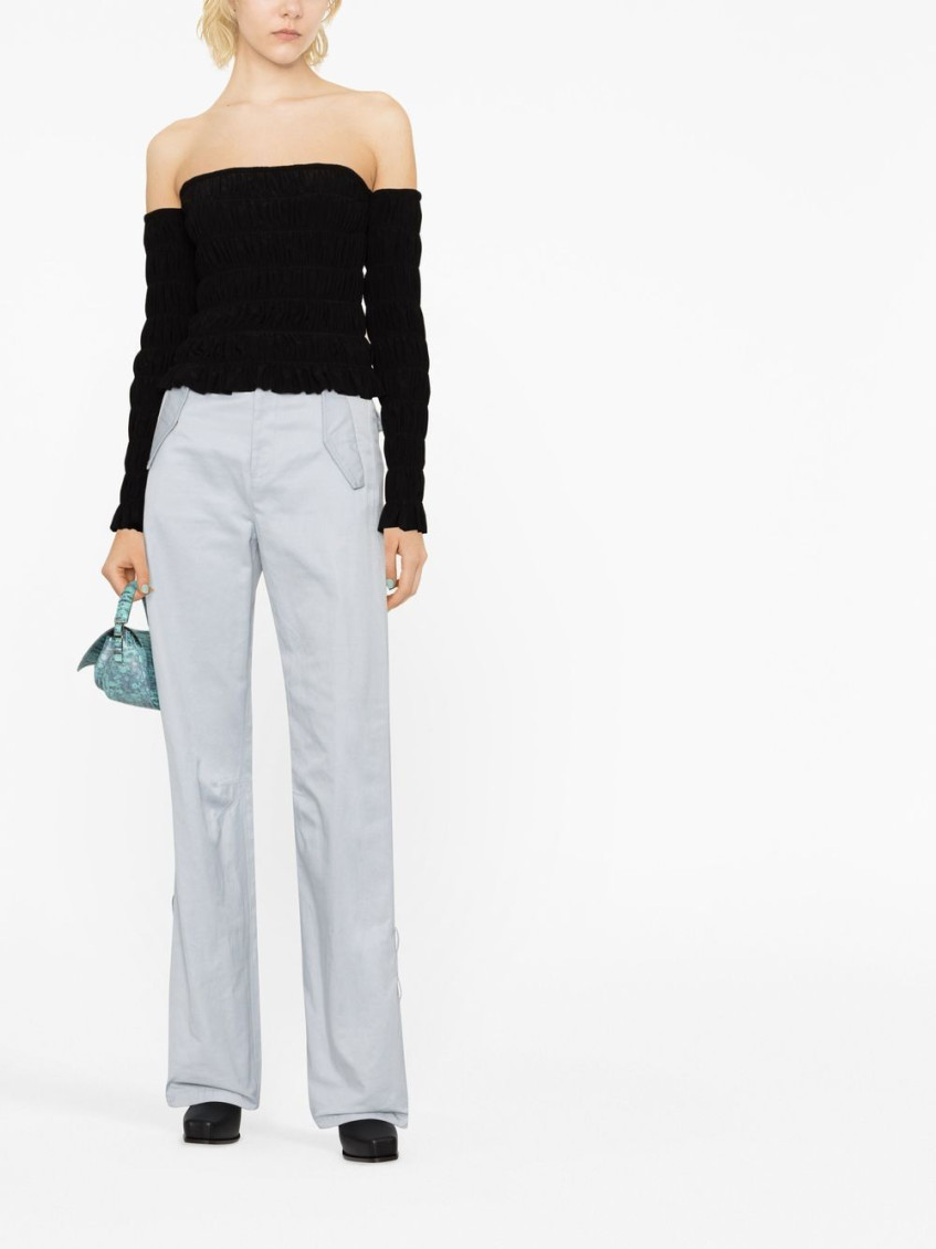 Off-shoulder ruched tube top - Black