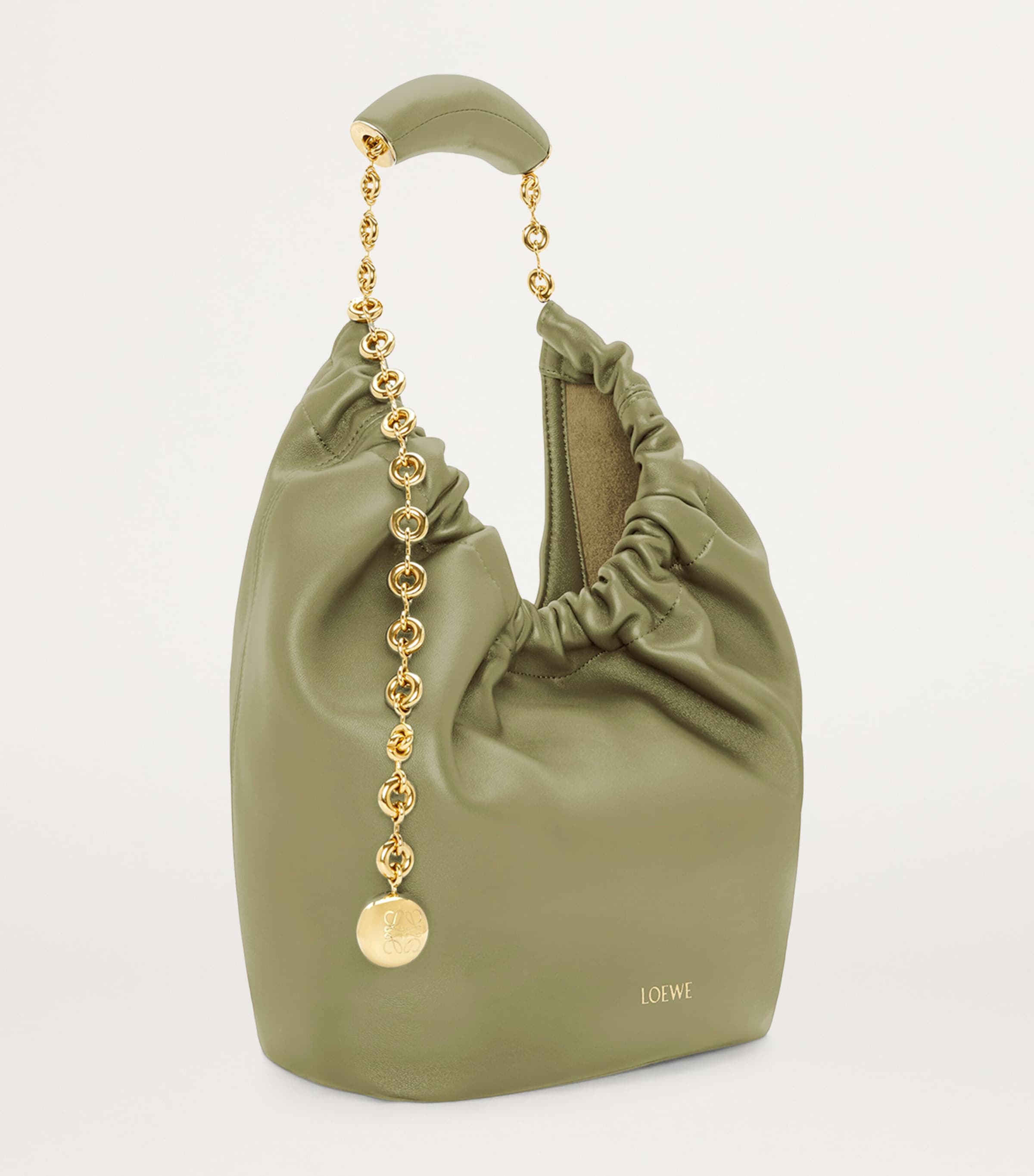 Small Leather Squeeze Top-Handle Bag