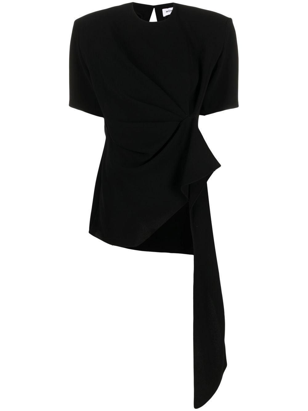 Draped flared-hem T-shirt - Black