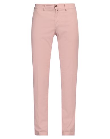 Man Pants Pink Size 38 Cotton, Linen, Elastane
