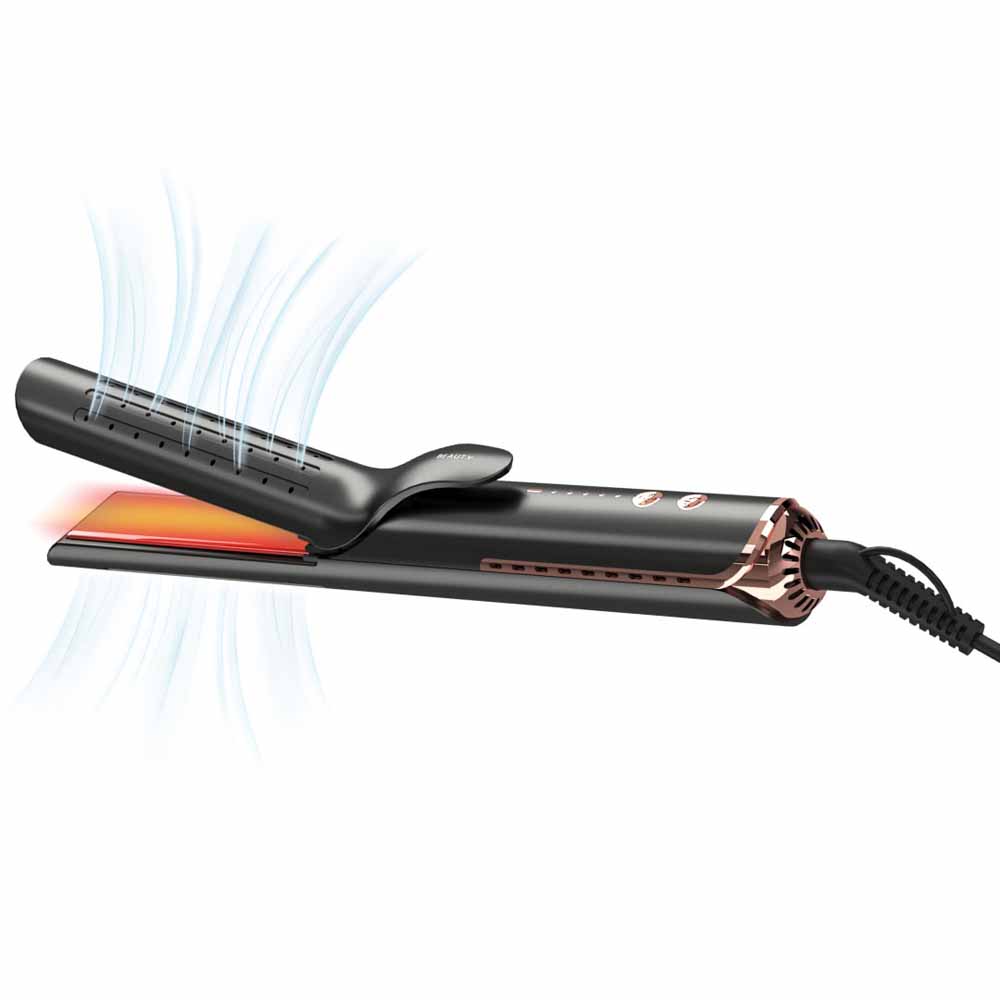 AirGlider - 2-in-1 Cool Air Flat Iron/Curler - Black/Rose Gold