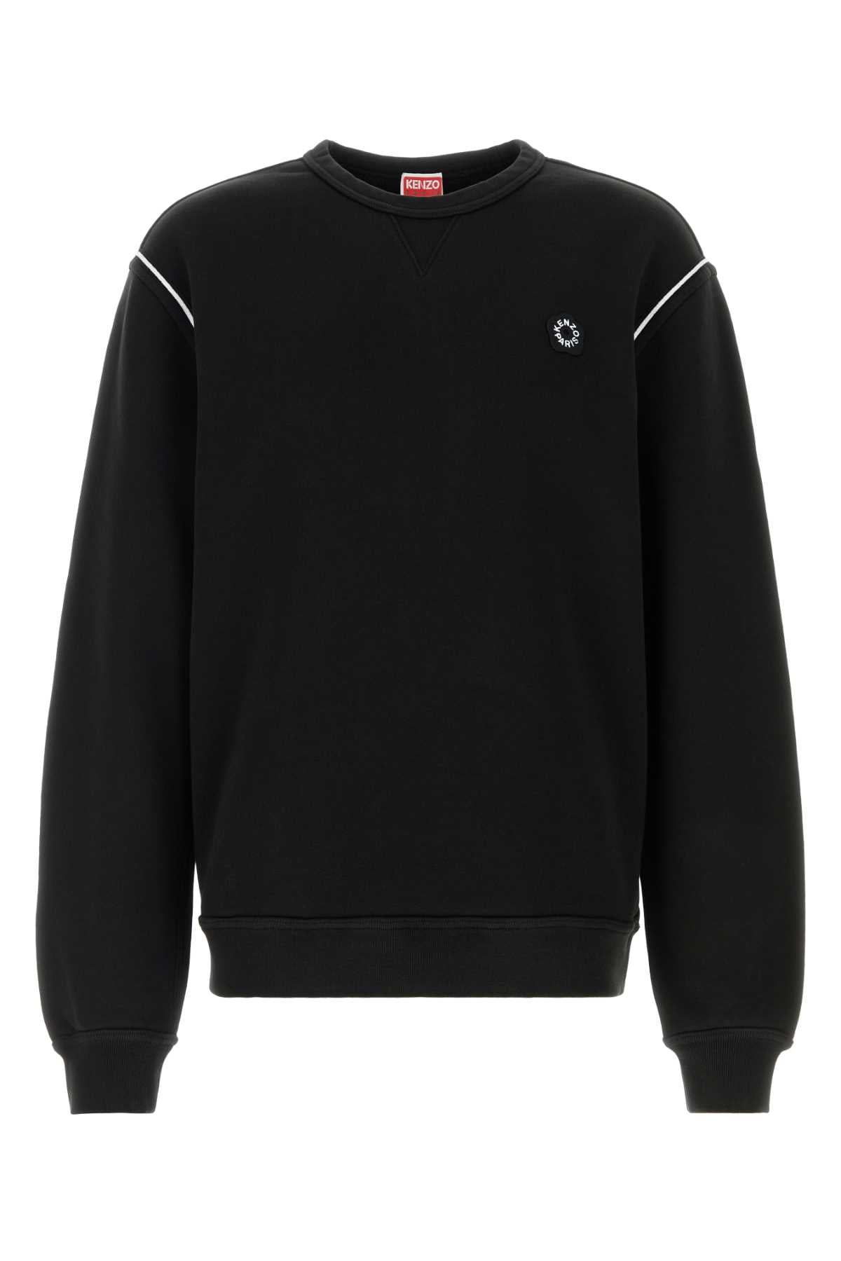 Crew-Neck Cotton Sweatshirt — Black