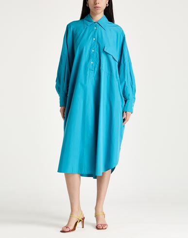 Woman Midi dress Turquoise Size 4 Cotton