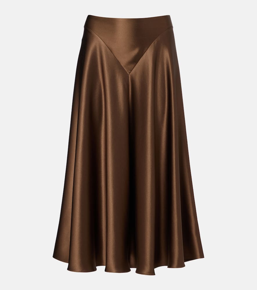 Ames silk satin midi skirt