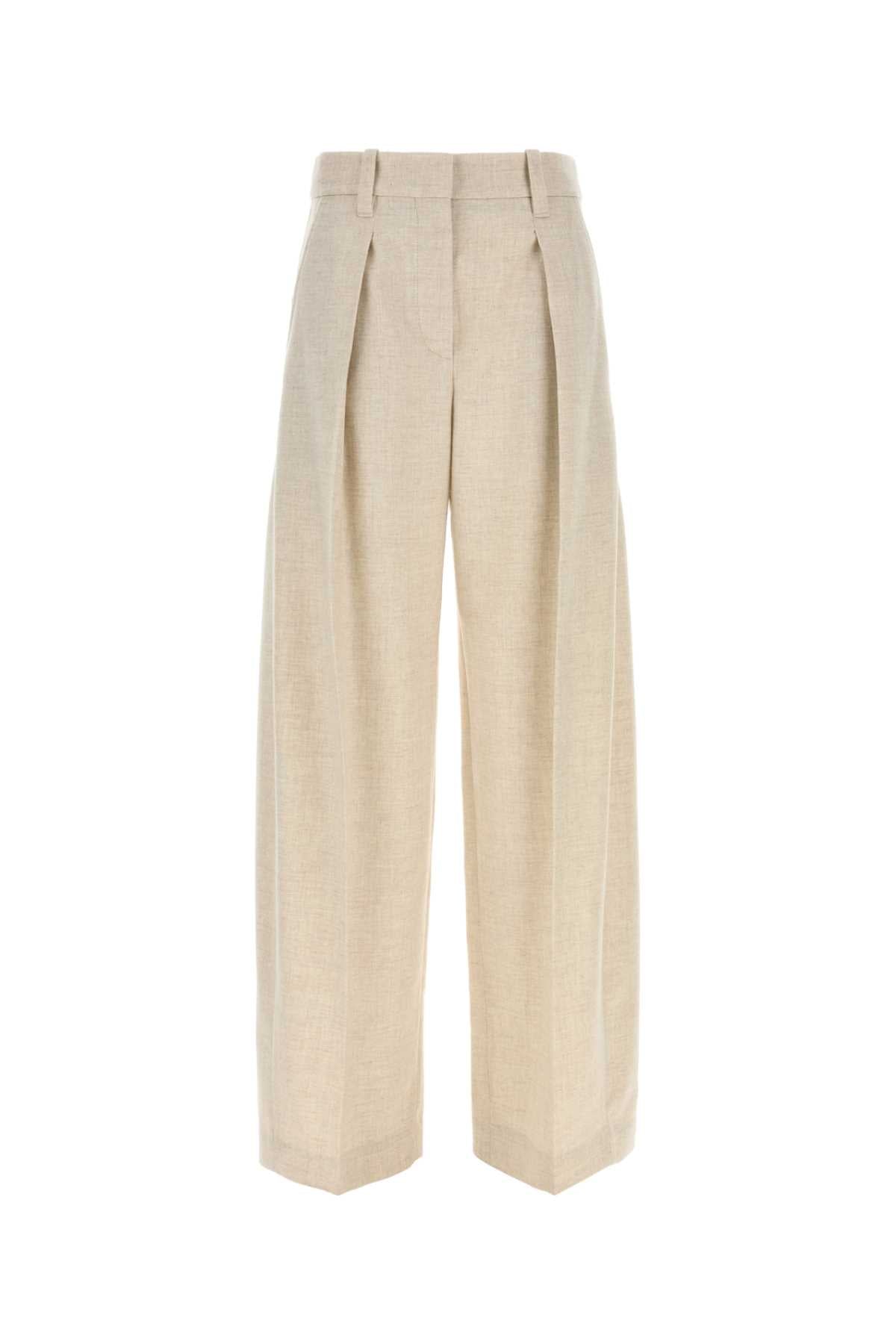 Virgin Wool Blend Trouser — Beige