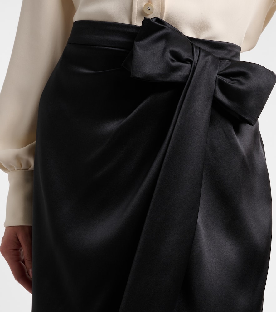 Asymmetric low-rise silk midi skirt