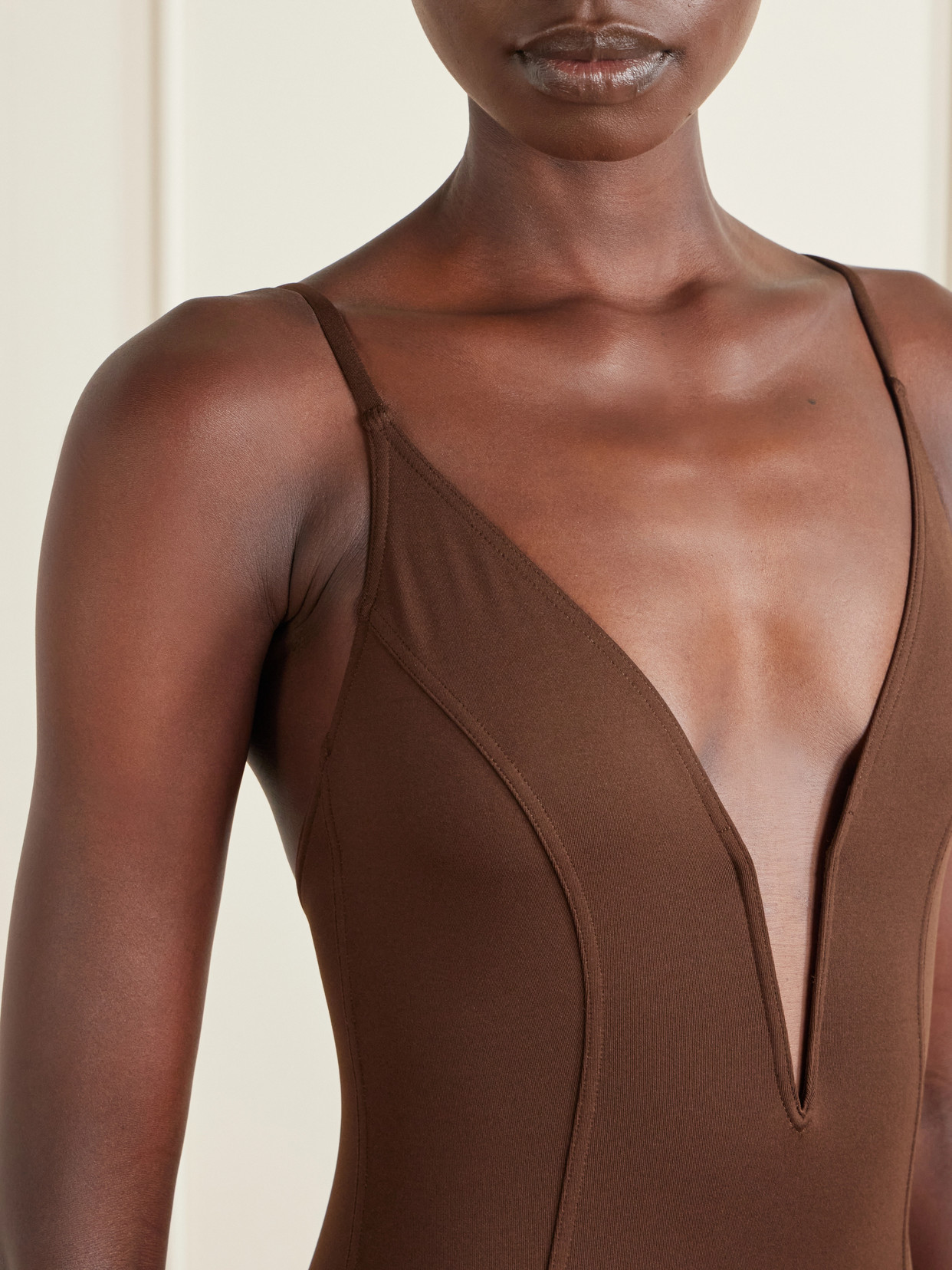 Ferrure Galbe Stretch-jersey Swimsuit - Brown