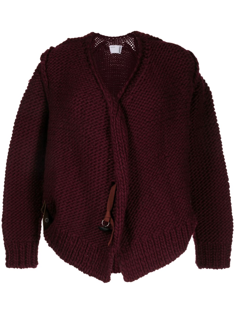 V-neck chunky-knit cardigan - Red