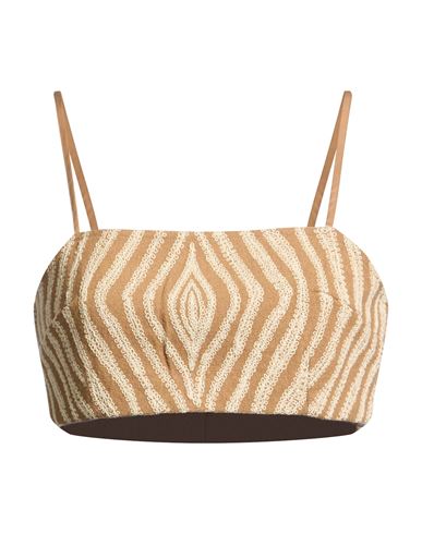 Woman Top Camel Size 2 Wool, Polyamide
