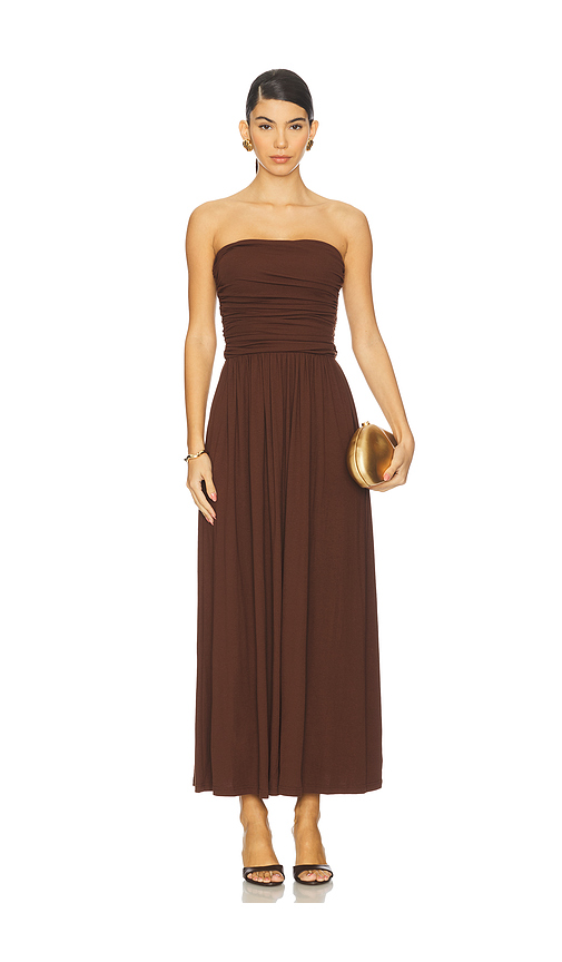 Runaway The Label Malone Ruched Strapless Maxi Dress in Lemon. L. Also in