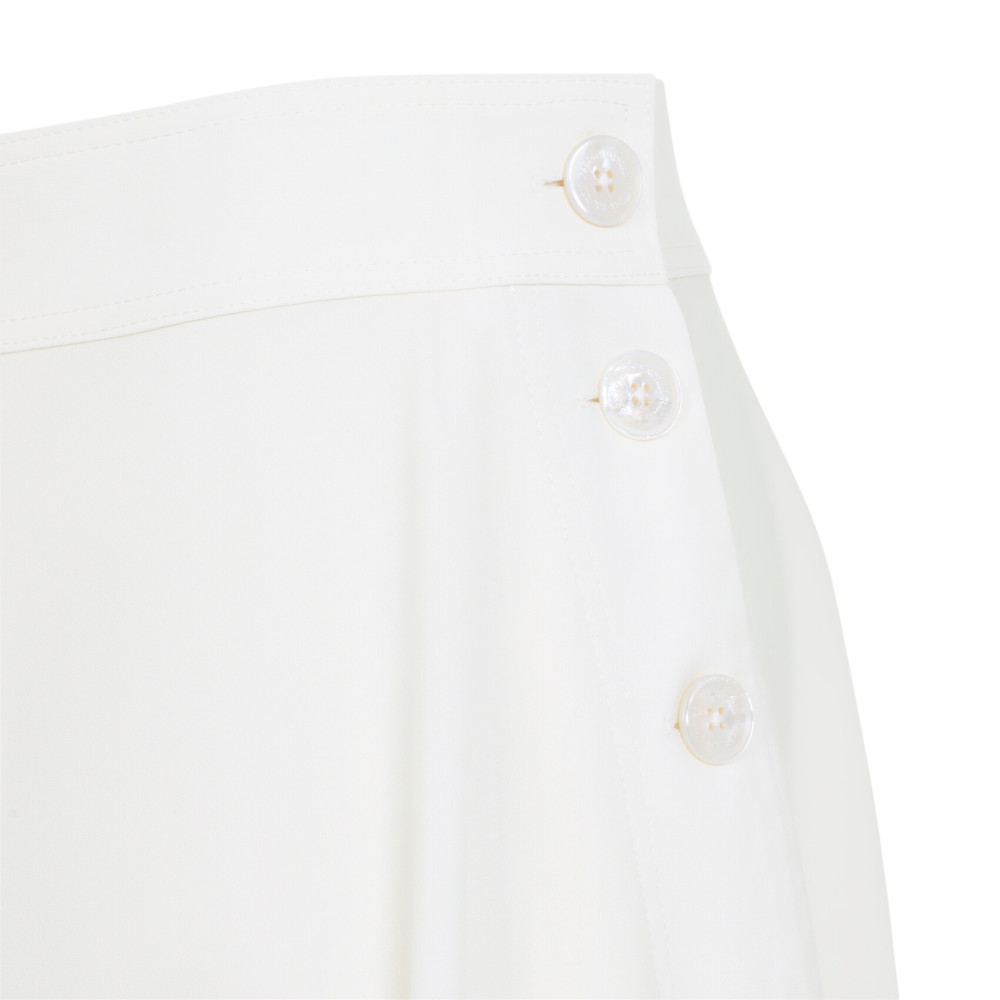 Cream Solid Midi Skirt