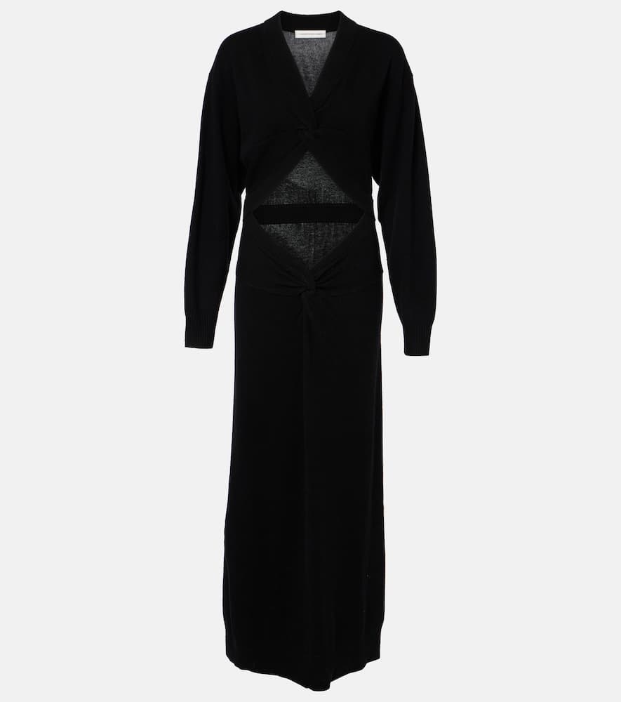 Gathered cutout wool and cashmere maxi dress