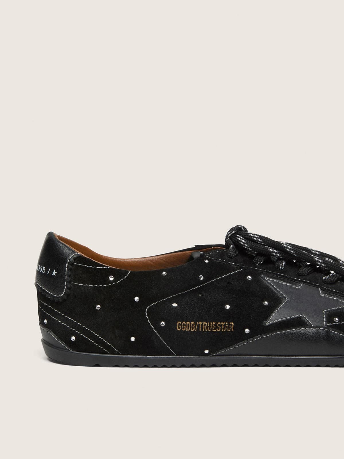 Golden Goose - Men's True-star In Black Suede With Swarovski Crystals And Black Leather Star, Man