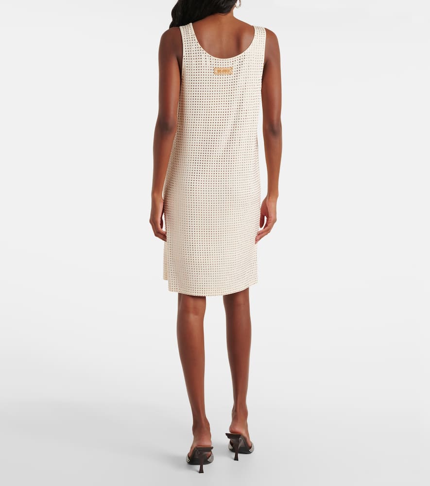 Crystal-embellished jersey minidress