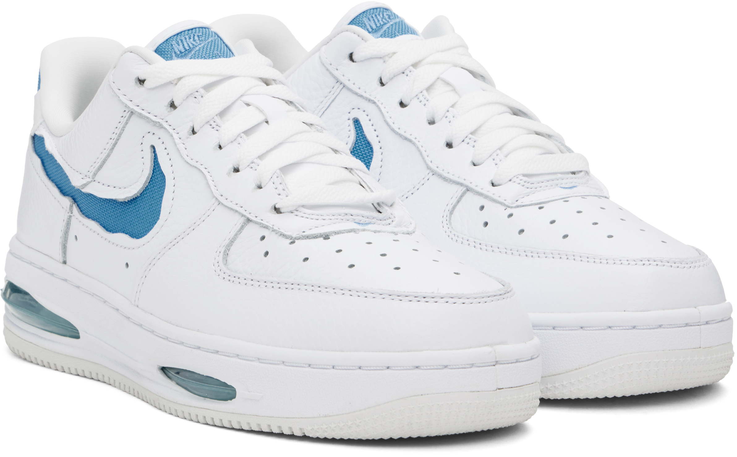 Nike White & Blue Air Force 1 Low EVO Sneakers