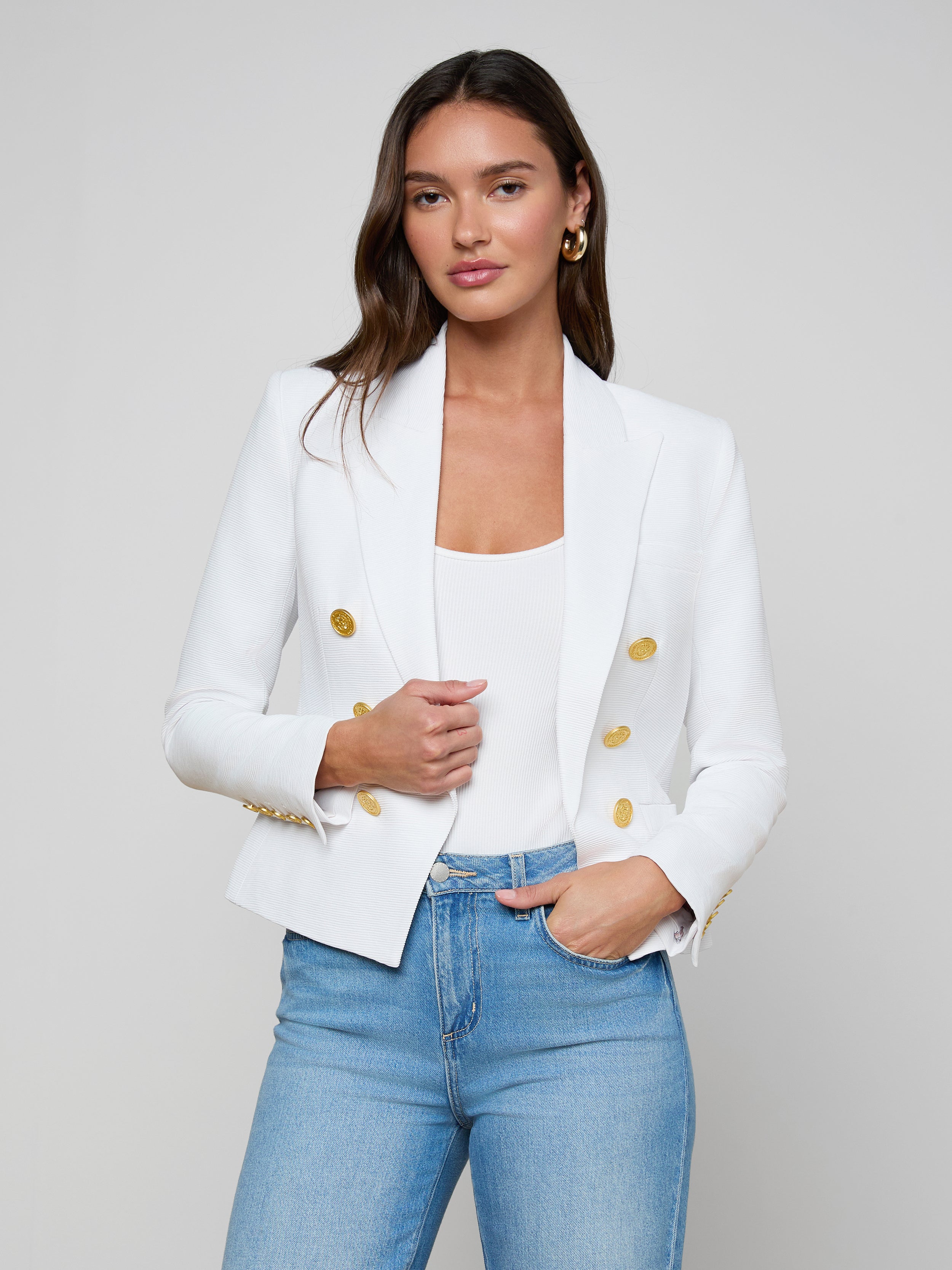 Brooke Blazer In White/white Multi Small Butterfly Jungle
