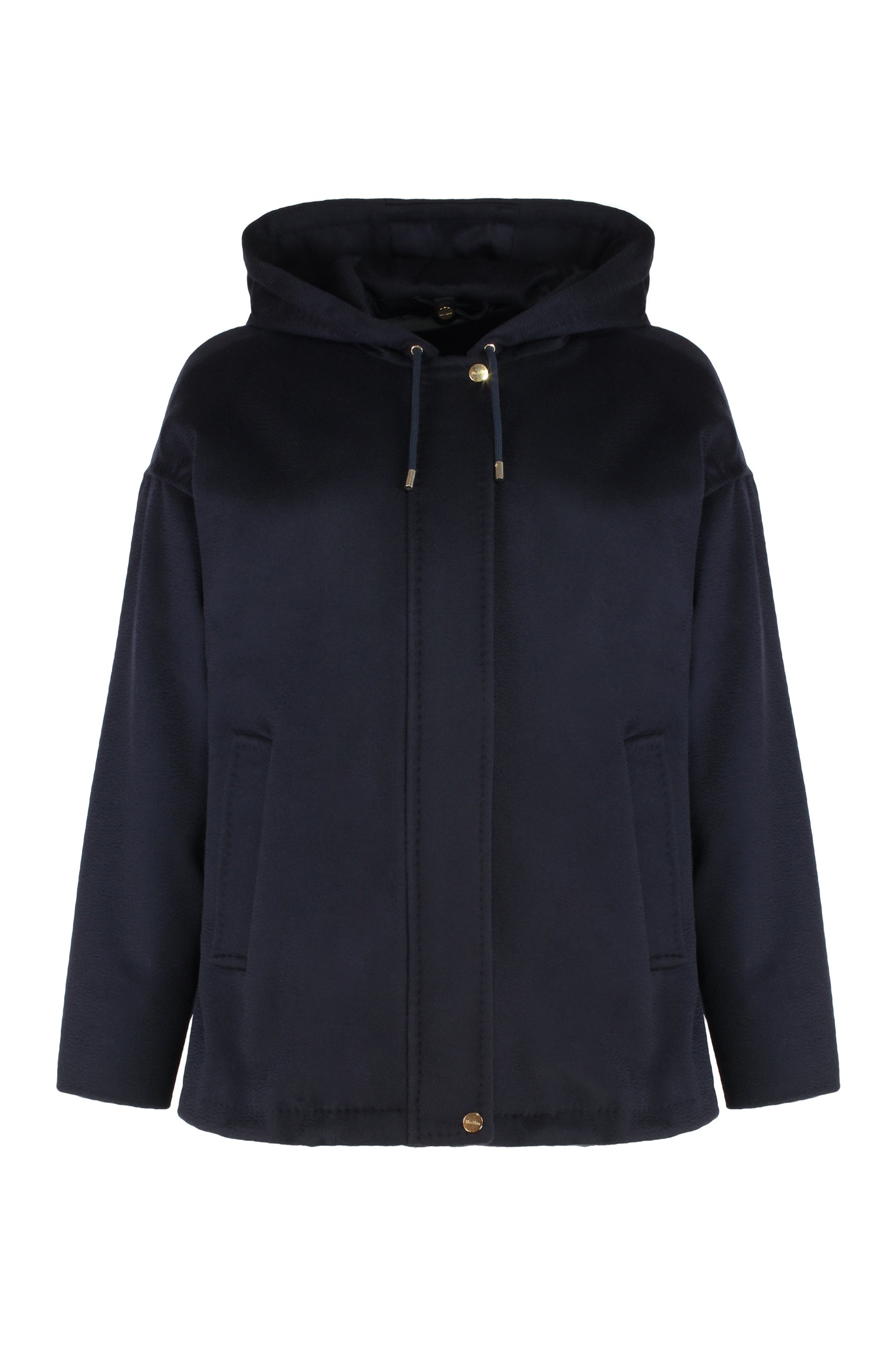 Wool Blend Quilted-Lining Zip Sweater Jacket with Pockets