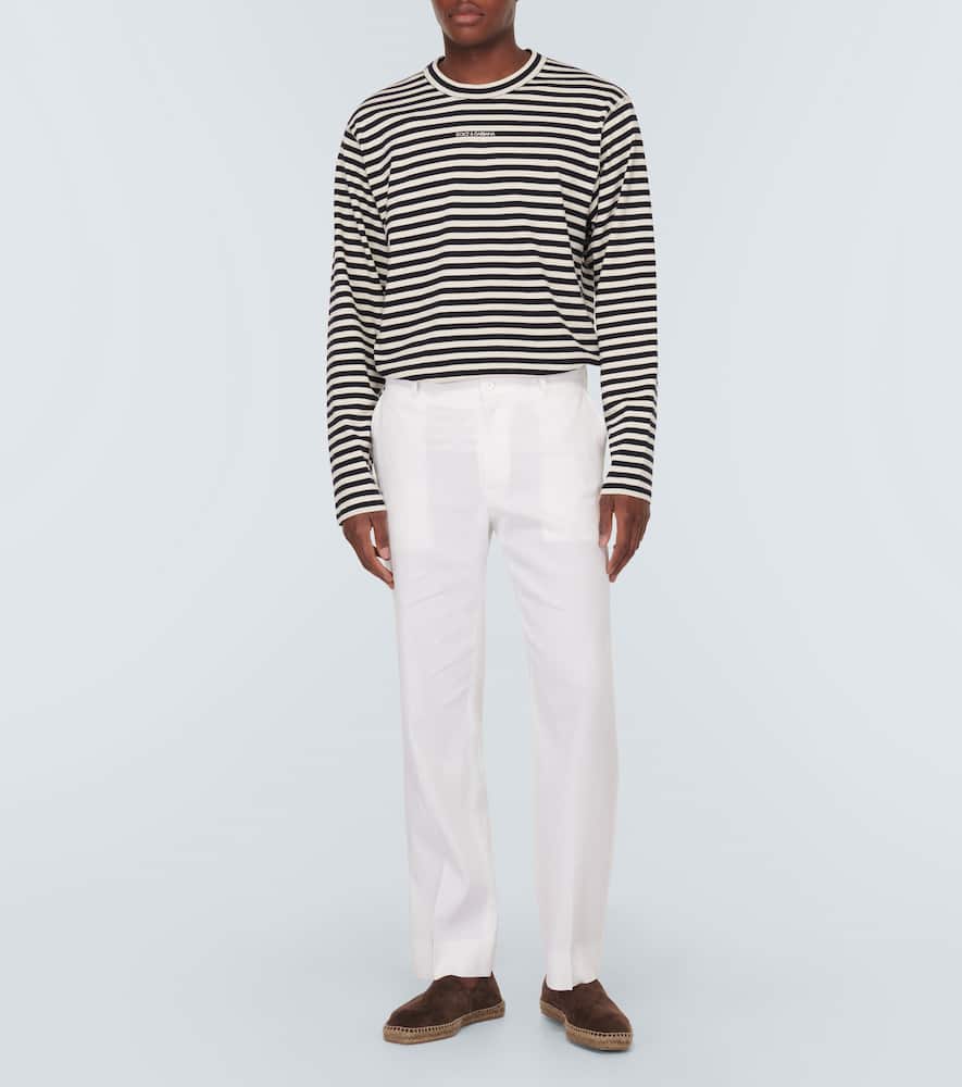 Linen-blend straight pants