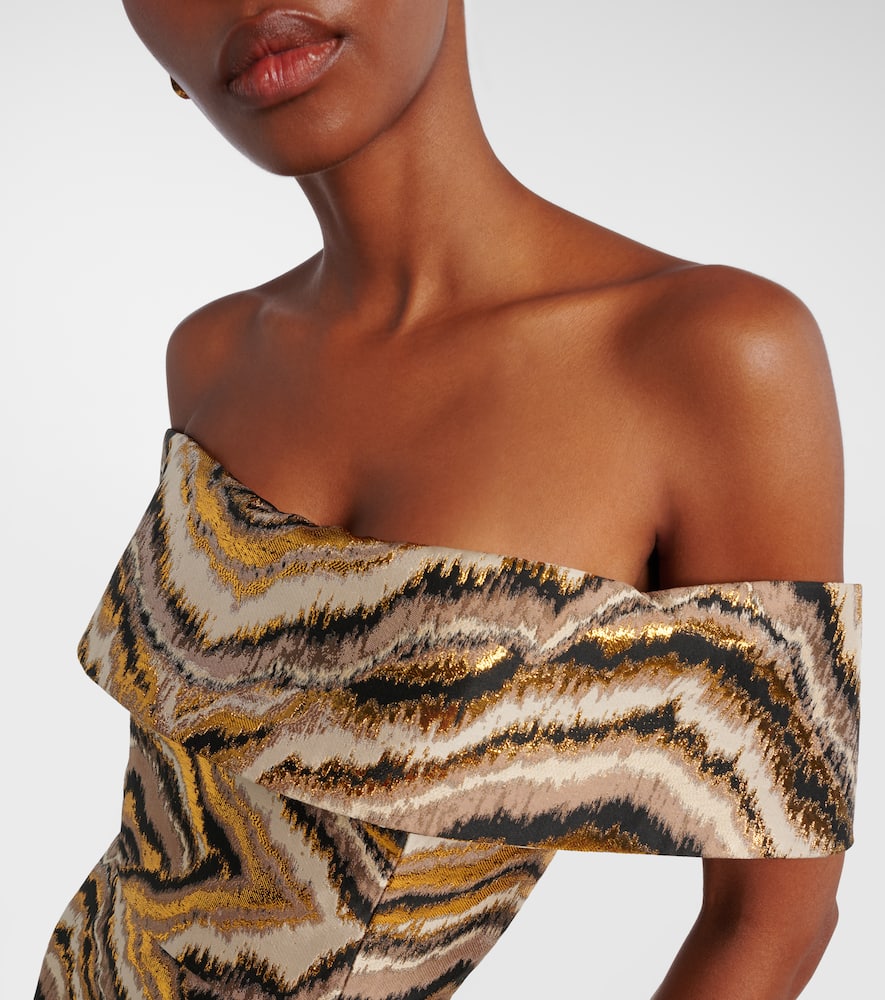Gloria off-shoulder jacquard midi dress