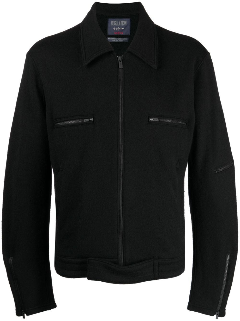 Zip-up wool shirt jacket - Black