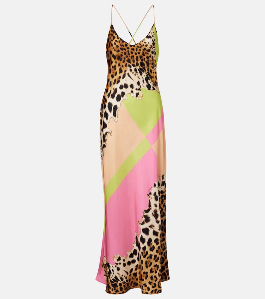 Printed silk slip dress