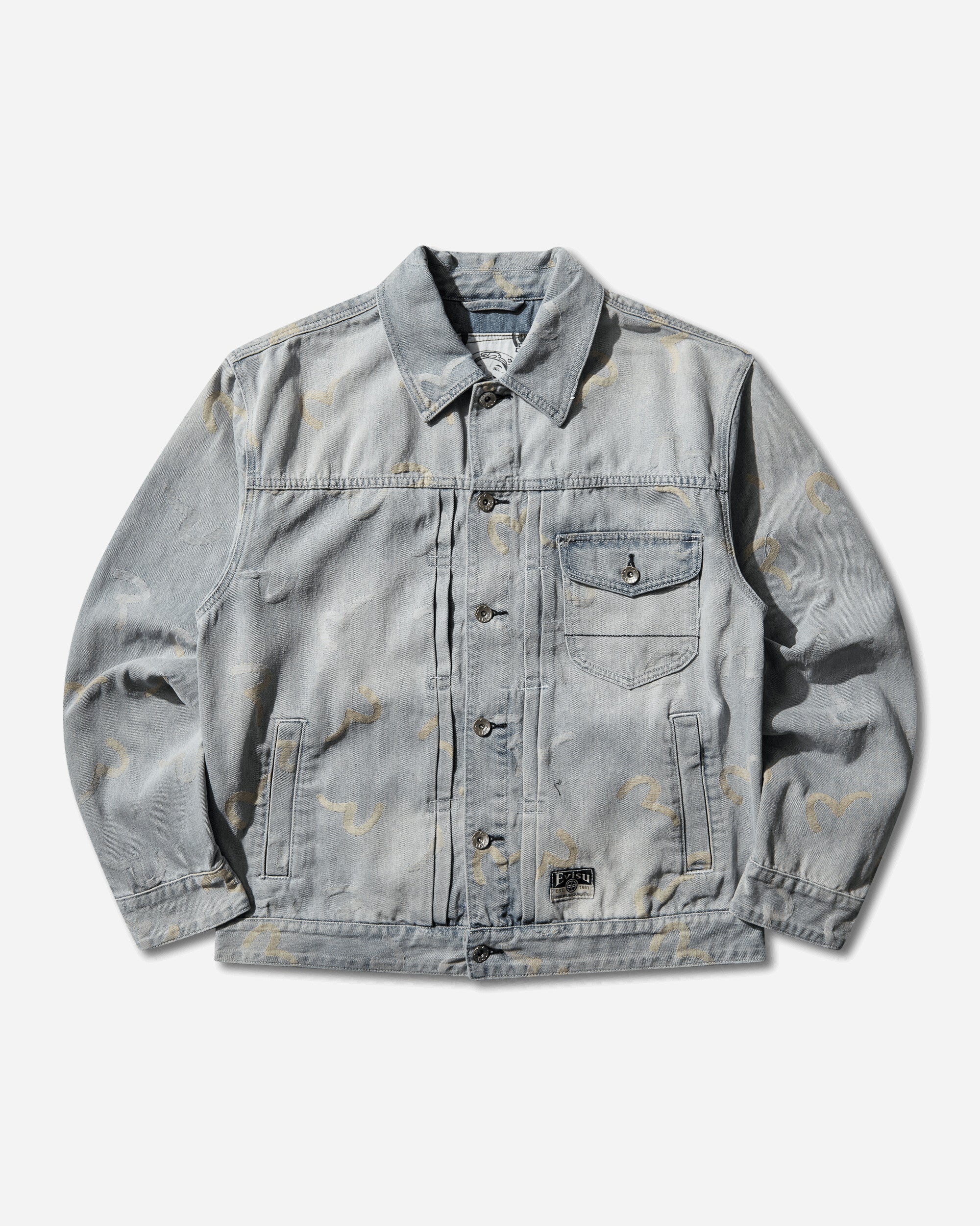 Men s All-Over Seagull Jacquard Denim Jacket Indigo