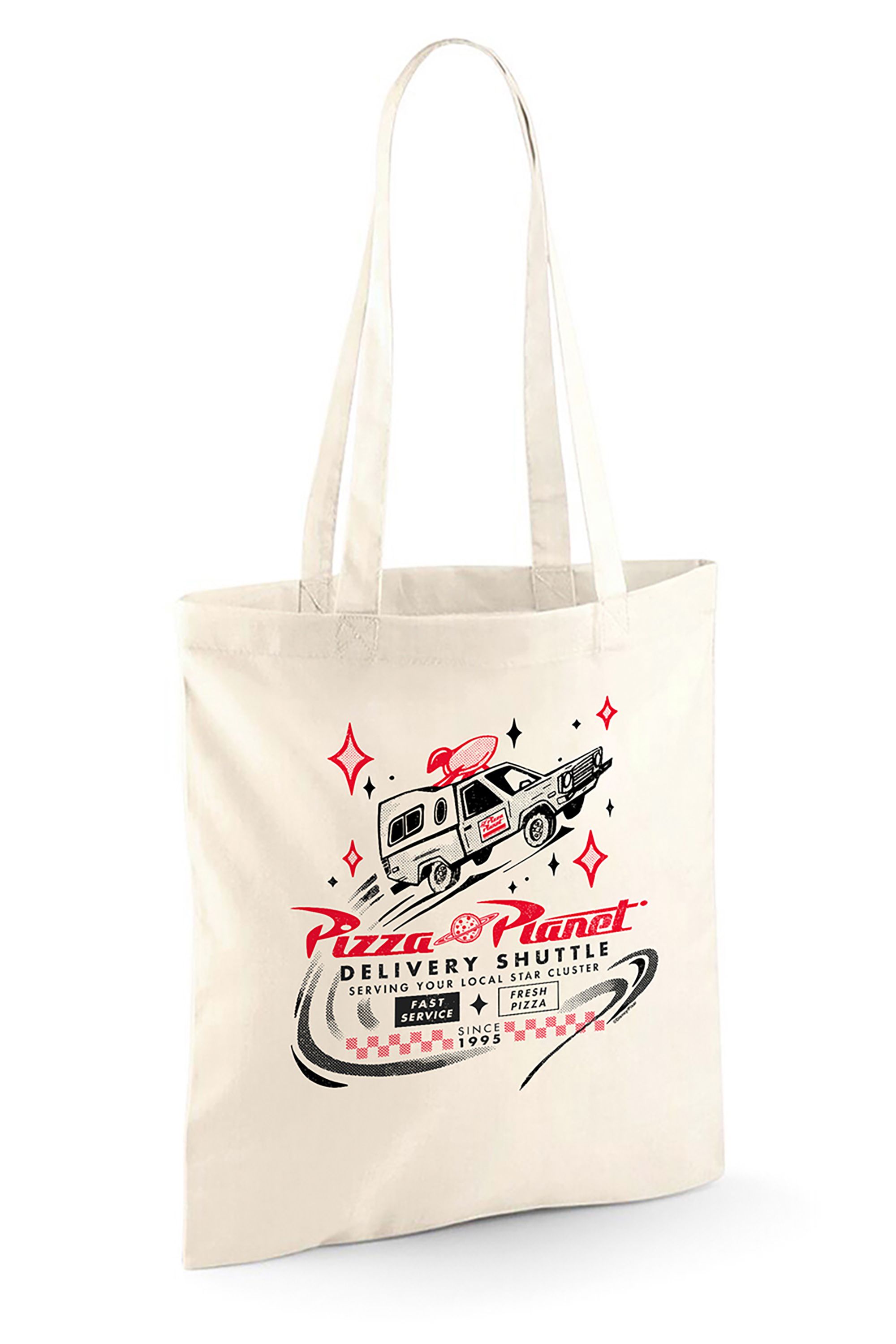 Disney Unisex Toy Story Pizza Planet Delivery Travel Reusable Tote Bag, Natural in Beige