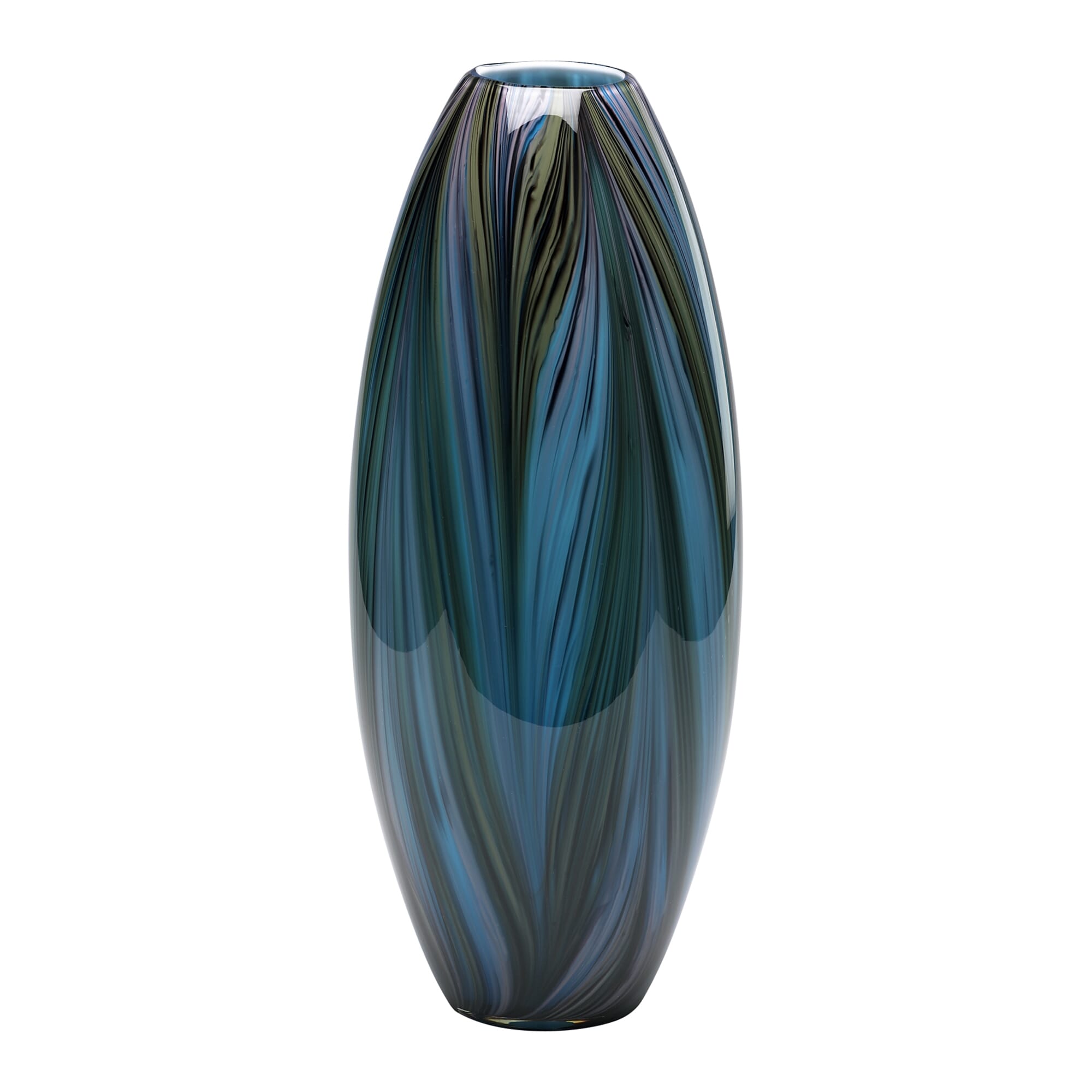 Peacock Feather Vase in Multi Colored Blue