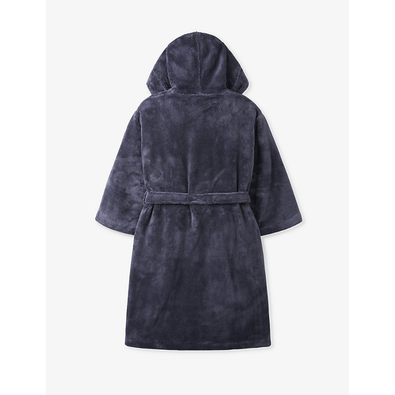 Boys Navy Kids Snuggle Belted-waist Hooded Fleece Robe 