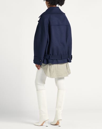 Woman Coat Navy Size 6 Virgin Wool, Polyamide