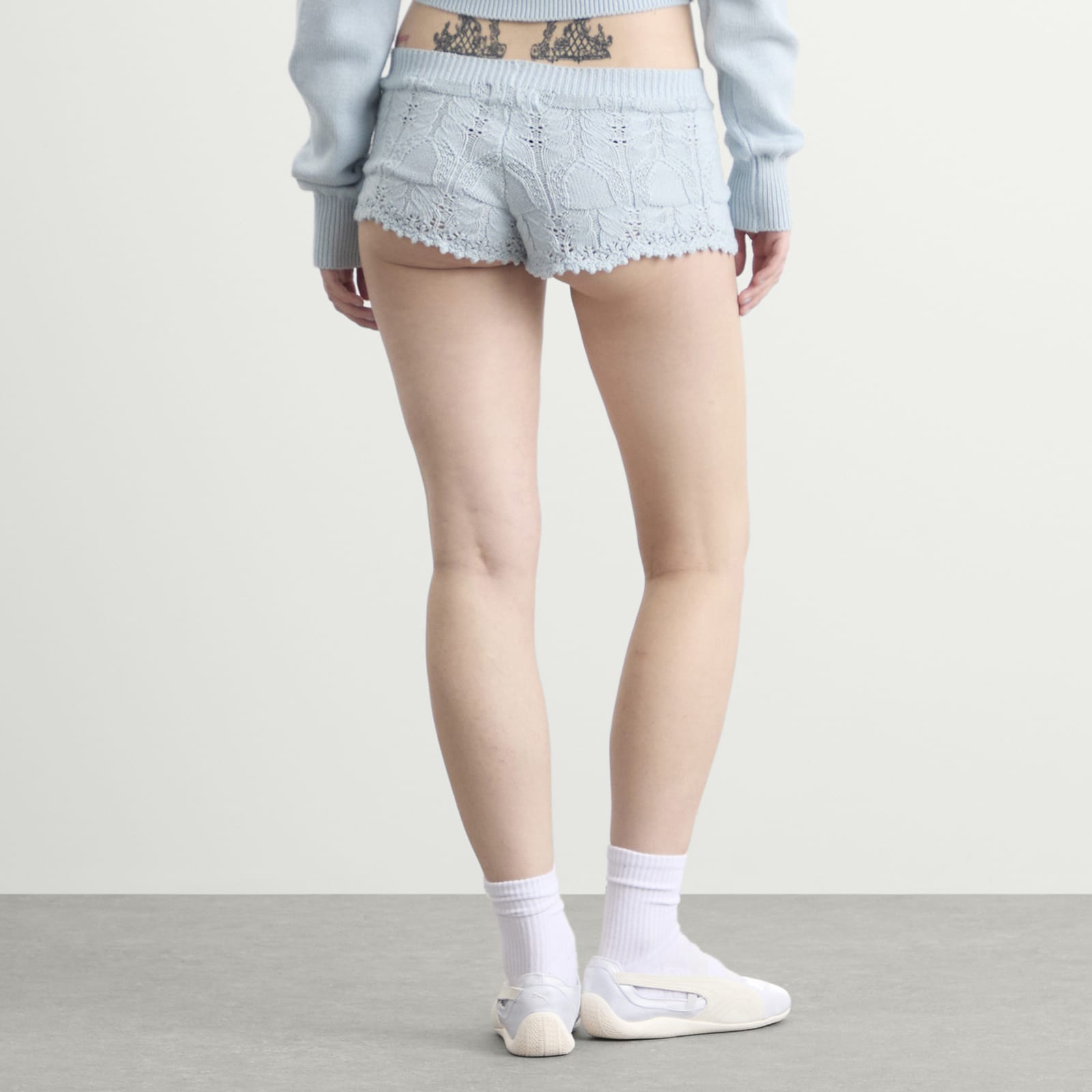 Women's Lace Knit Shorts in Bluewish