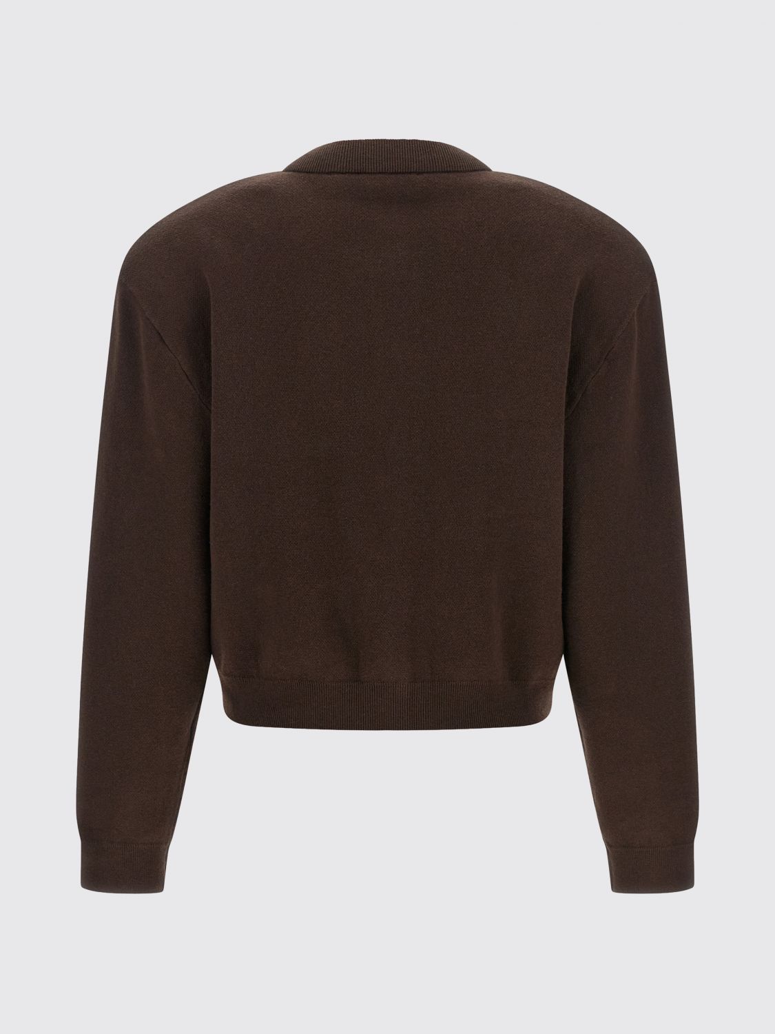 Crewneck Cardigan in Cotton and Cashmere with Logo Lettering