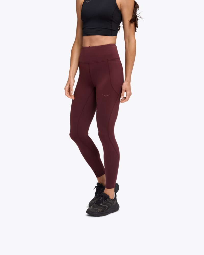 HOKA Women's Elaro Knit Tights 27" in Black Cherry