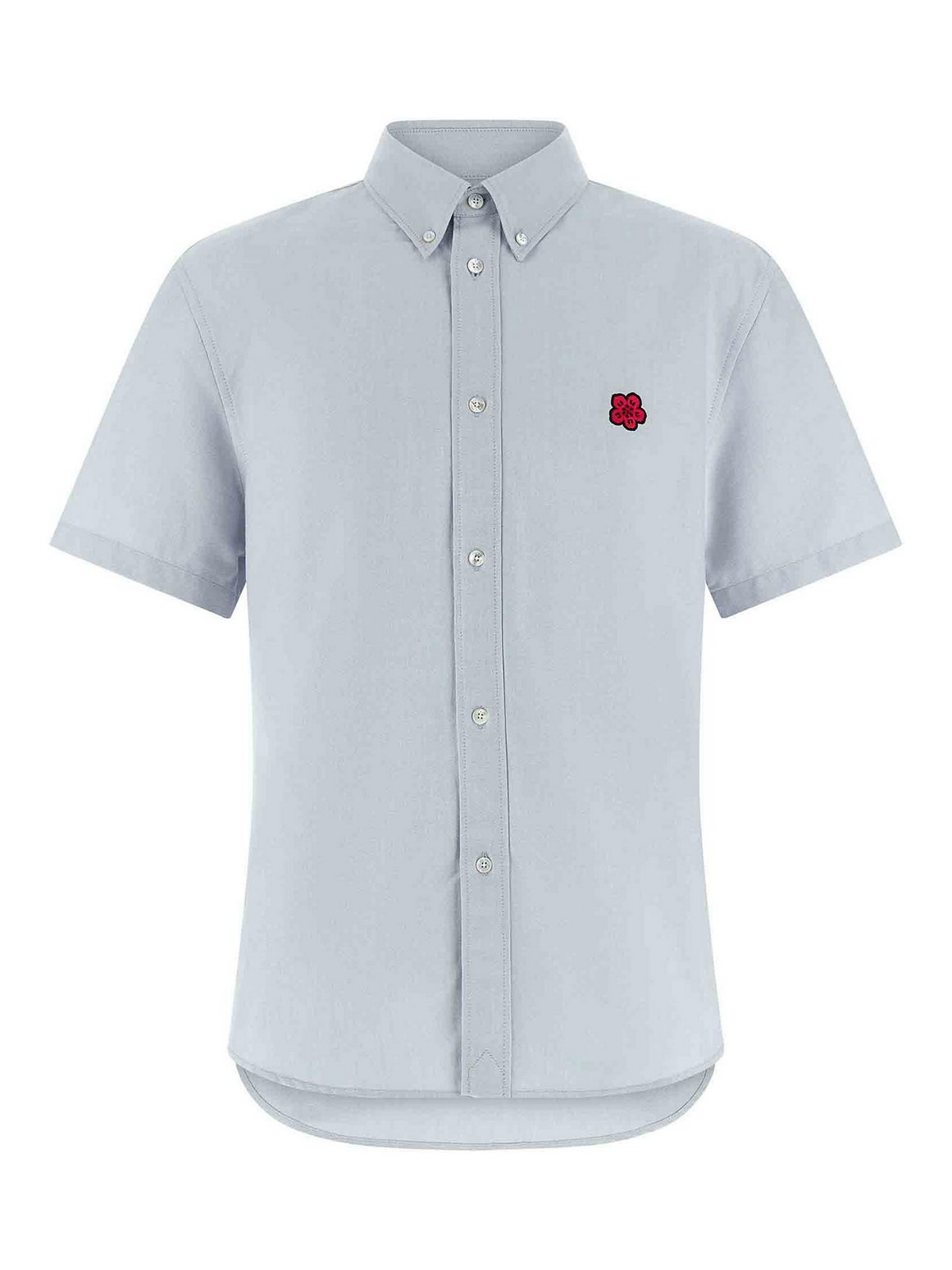 Boke Flower Crest Shirt And Blouse Light Blue